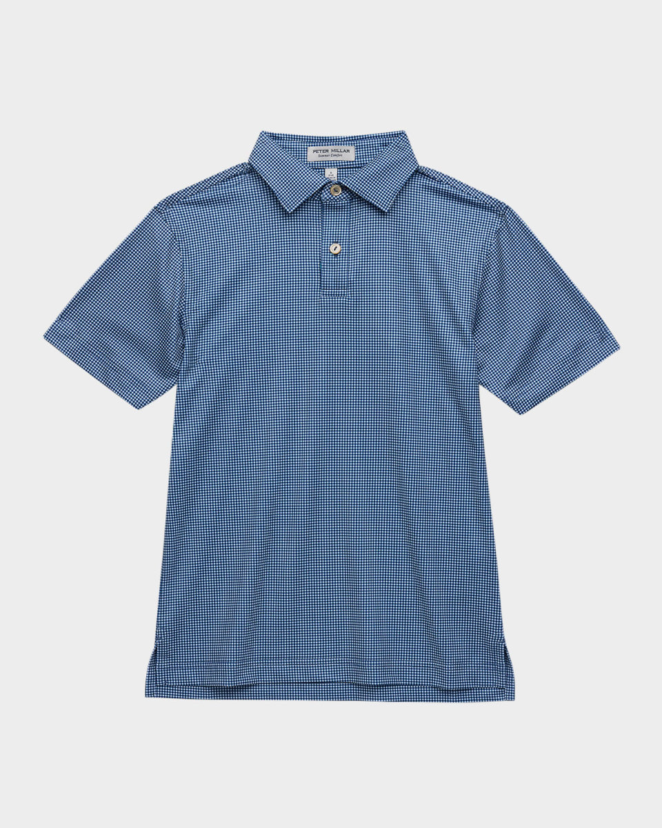 Boy's Gingham Youth Performance Jersey Polo, Size XS-XL